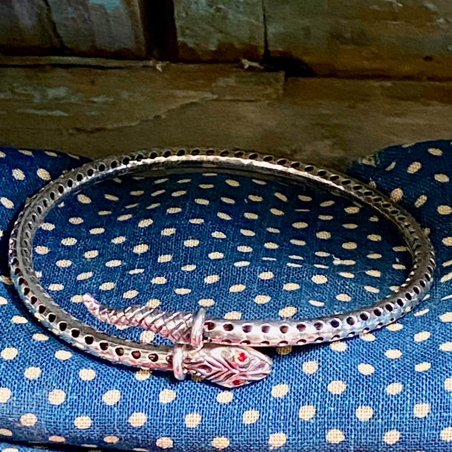 Sterling Silver Serpent Snake Bypass Bangle Bracelet