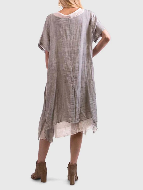 Cotton Linen Two-Layer Dress(Two Piece Set)