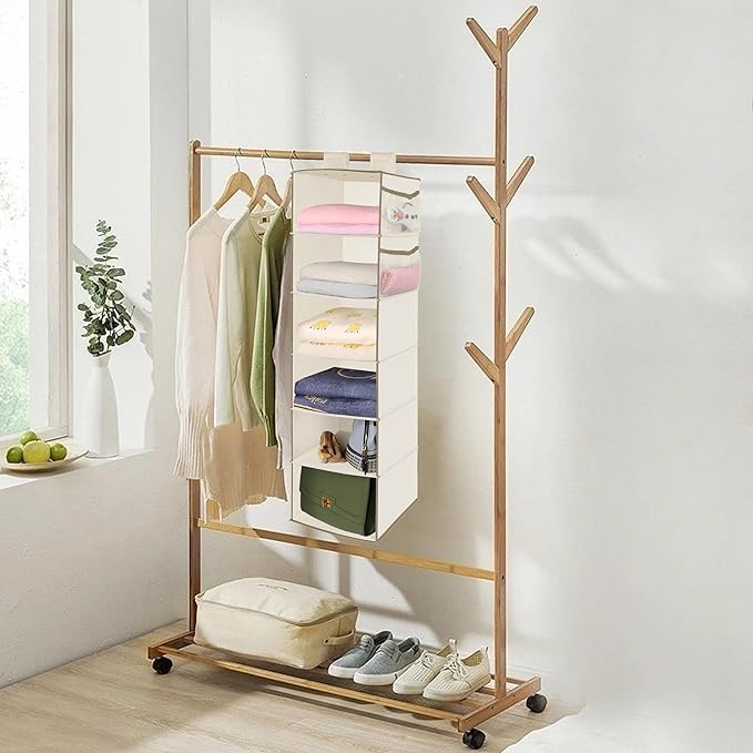 DIVIDERLY 6 Tier Shelf Hanging Closet Organizer