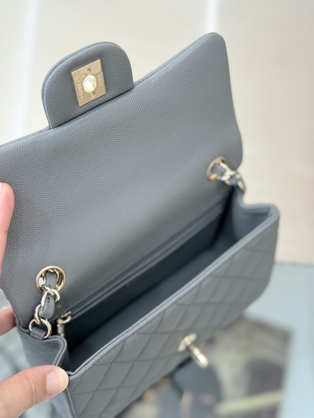 Mini Classic Flap Handbag（Light Gray-Blue） - Mocuir