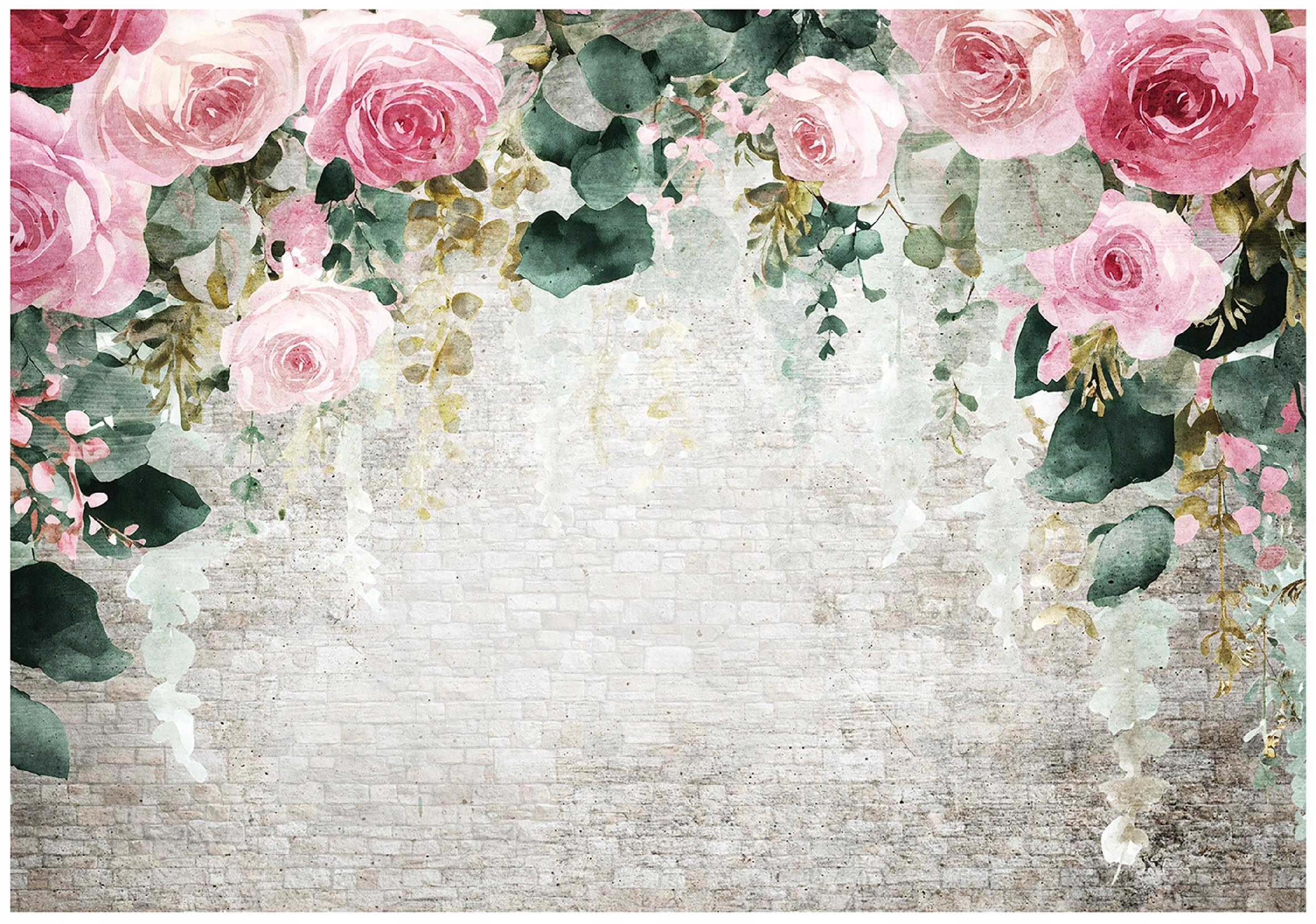 Wall mural featuring hanging flowers and roses; suitable for bedrooms and living rooms; non-woven wallpaper;