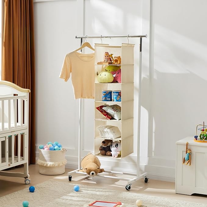 DIVIDERLY 6 Tier Shelf Hanging Closet Organizer