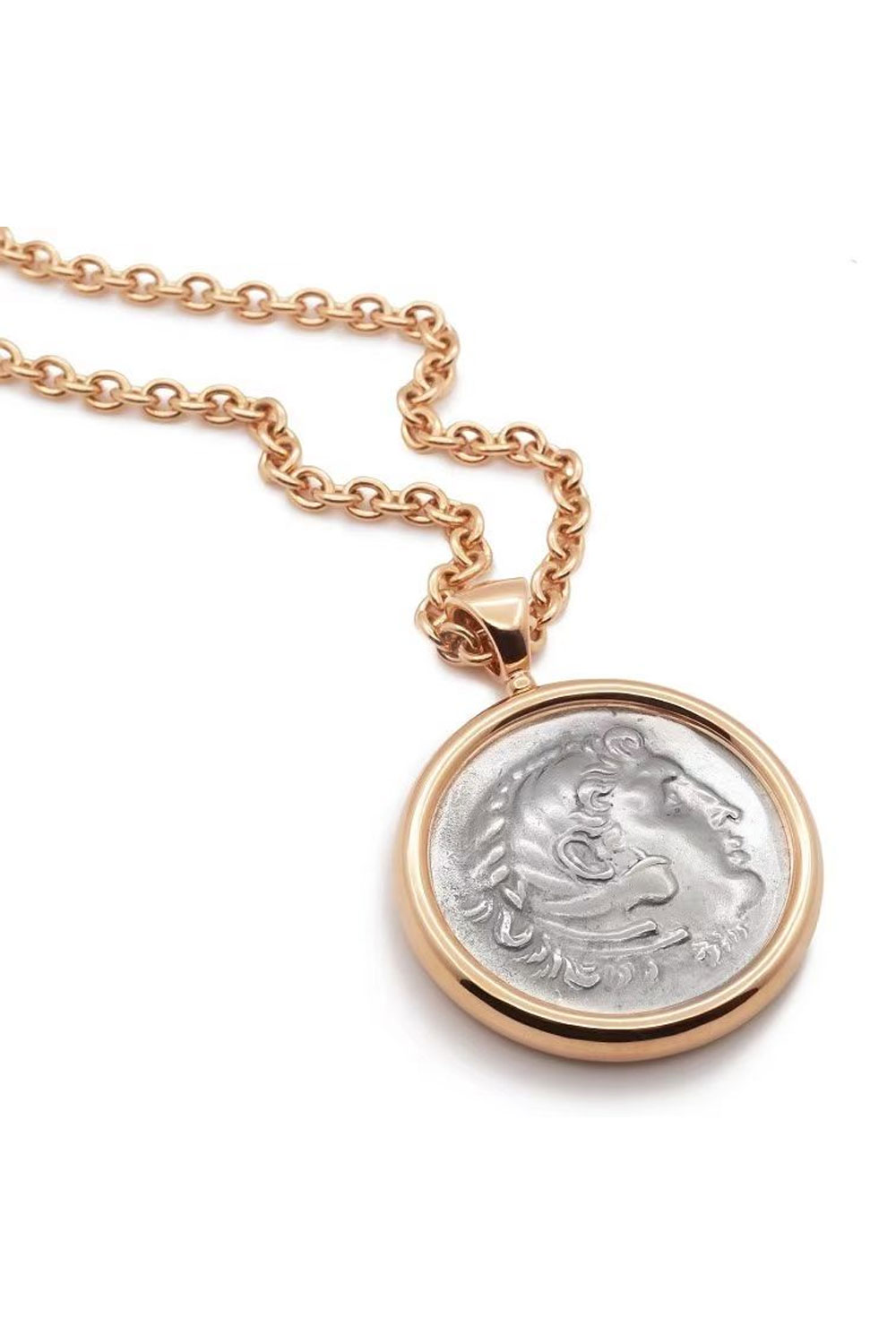 Hercules Ancient Coin Rose Gold Necklace
