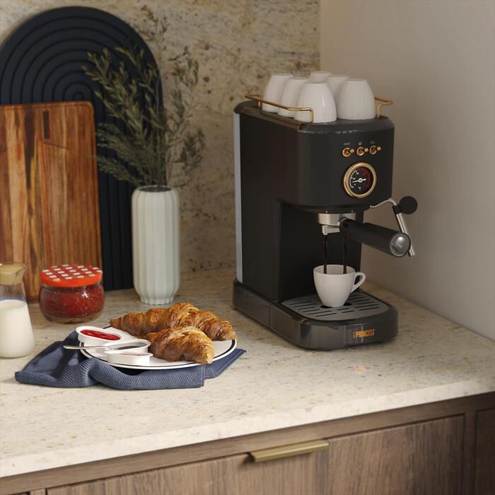 PRINCESS - MACCHINA CAFFE' ESPRESSO 3 IN 1-Nero / Acciaio-Plastica