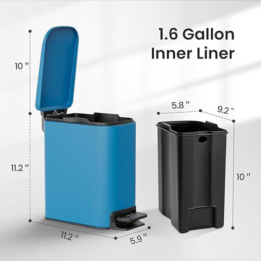 SMARTTOSS Small Bathroom Trash Can with Lid Soft Close