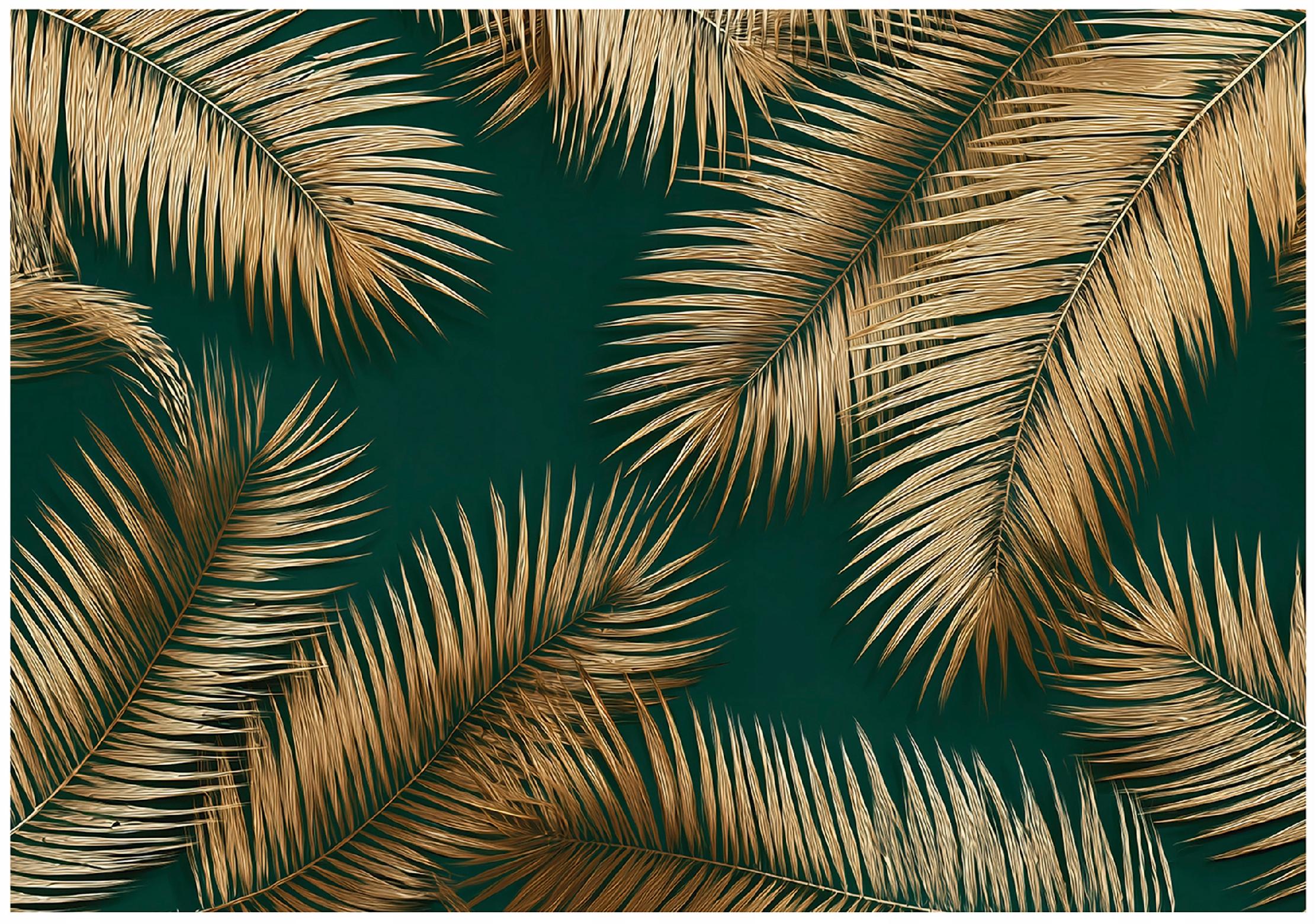Glamorous green leaves wall mural for bedroom or living room, non-woven wallpaper,