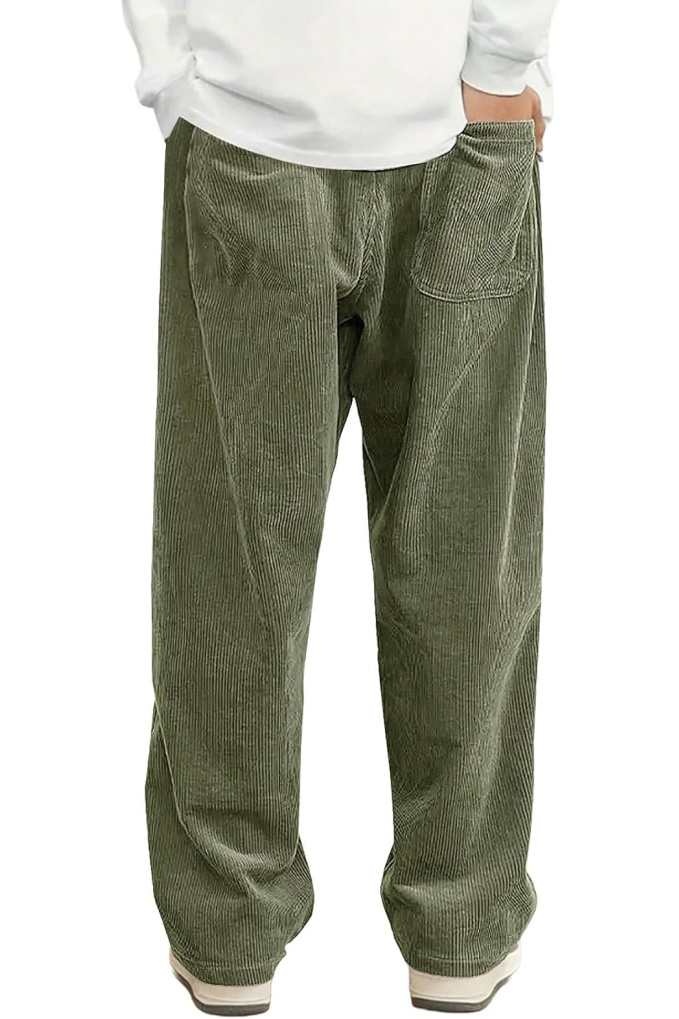 Mens Corduroy Casual Pants Fashion Loose Fit