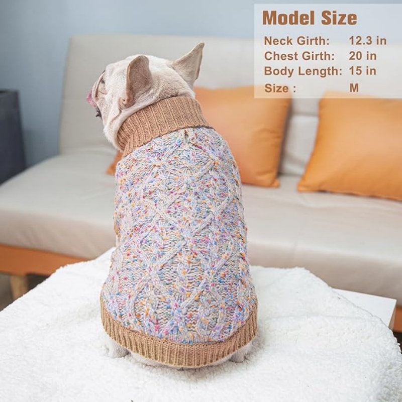 FURATTIRE Cable Knit Small Dog Sweater
