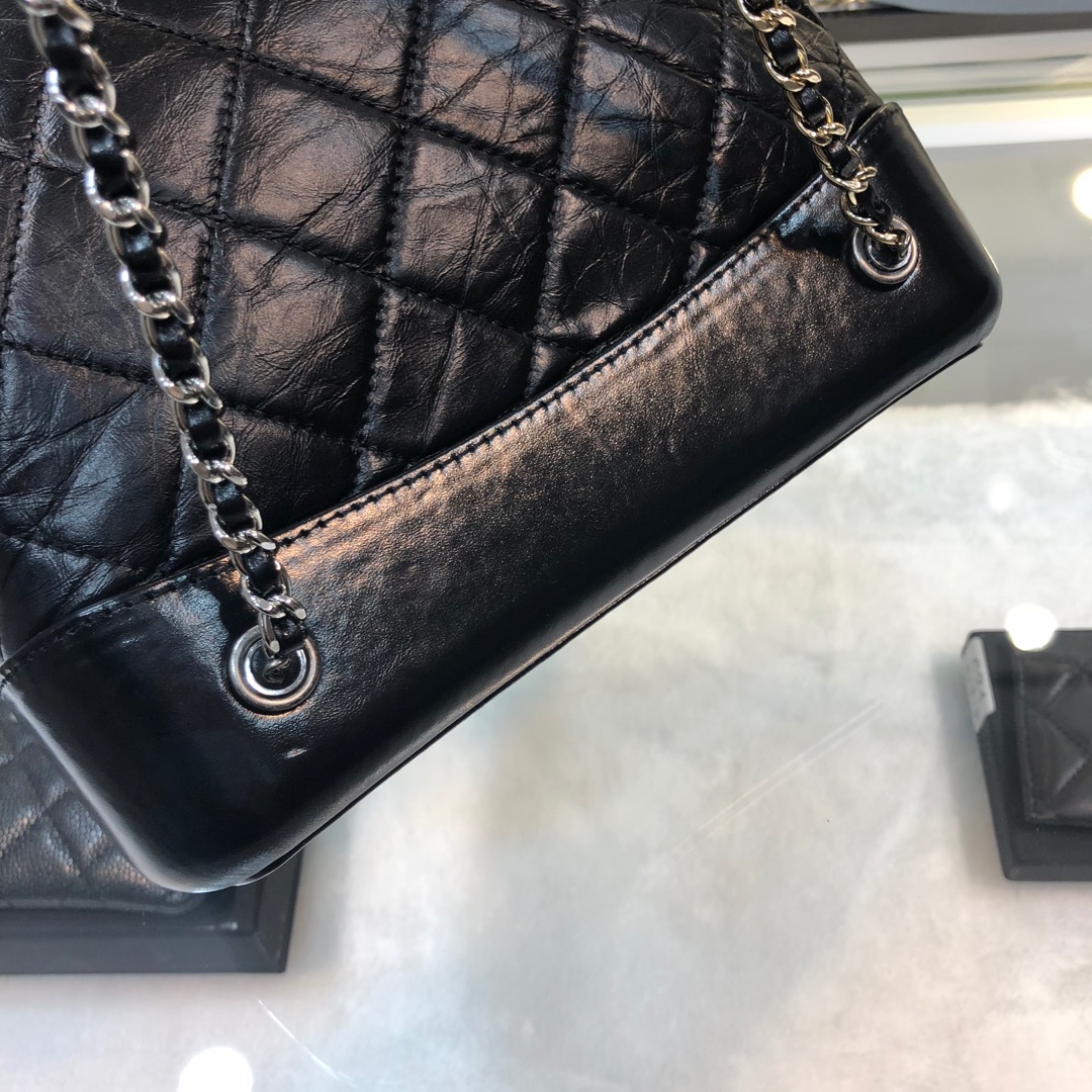 Gabrielle Small Quilted Aged Calfskin Backpack in Black - Mocuir