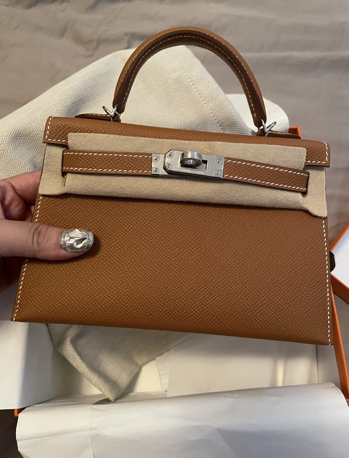 Kelly mini brown  silver custom hardware