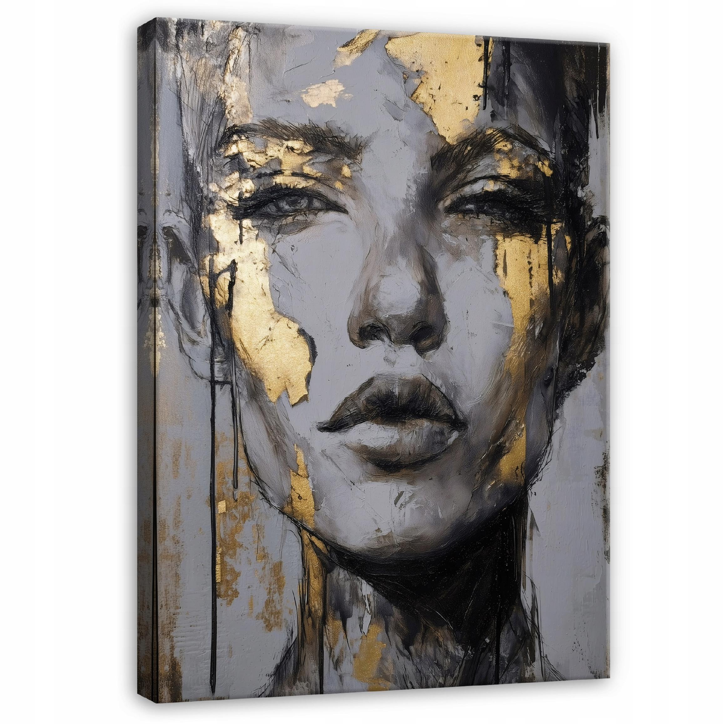 Abstract painting of a glamorous woman, gold, for the bedroom or living room, on canvas, 40x30
