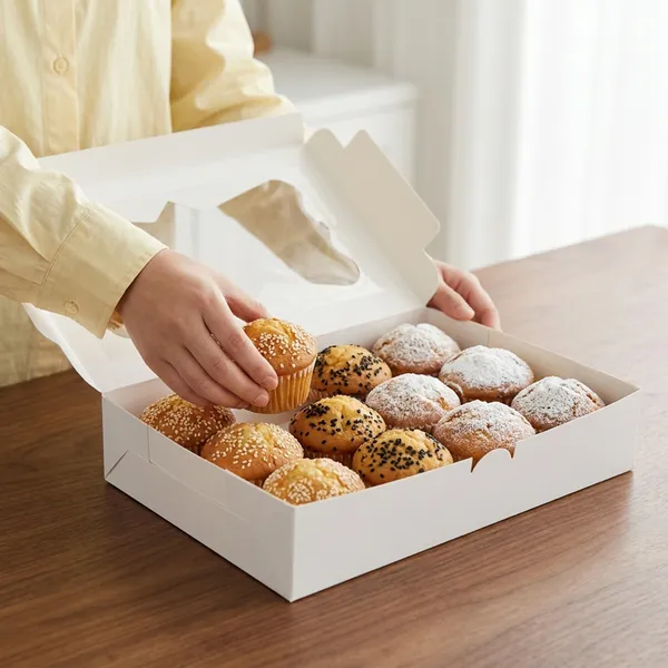 White Bakery Boxes with Window 48 Pack 12x8x2.5