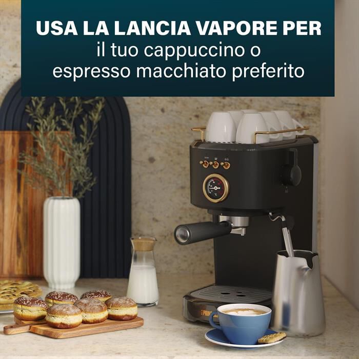 PRINCESS - MACCHINA CAFFE' ESPRESSO 3 IN 1-Nero / Acciaio-Plastica