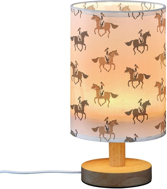 TWINKLETALE Table Lamp Cowgirl on Horse Pattern Nightstand Lamp