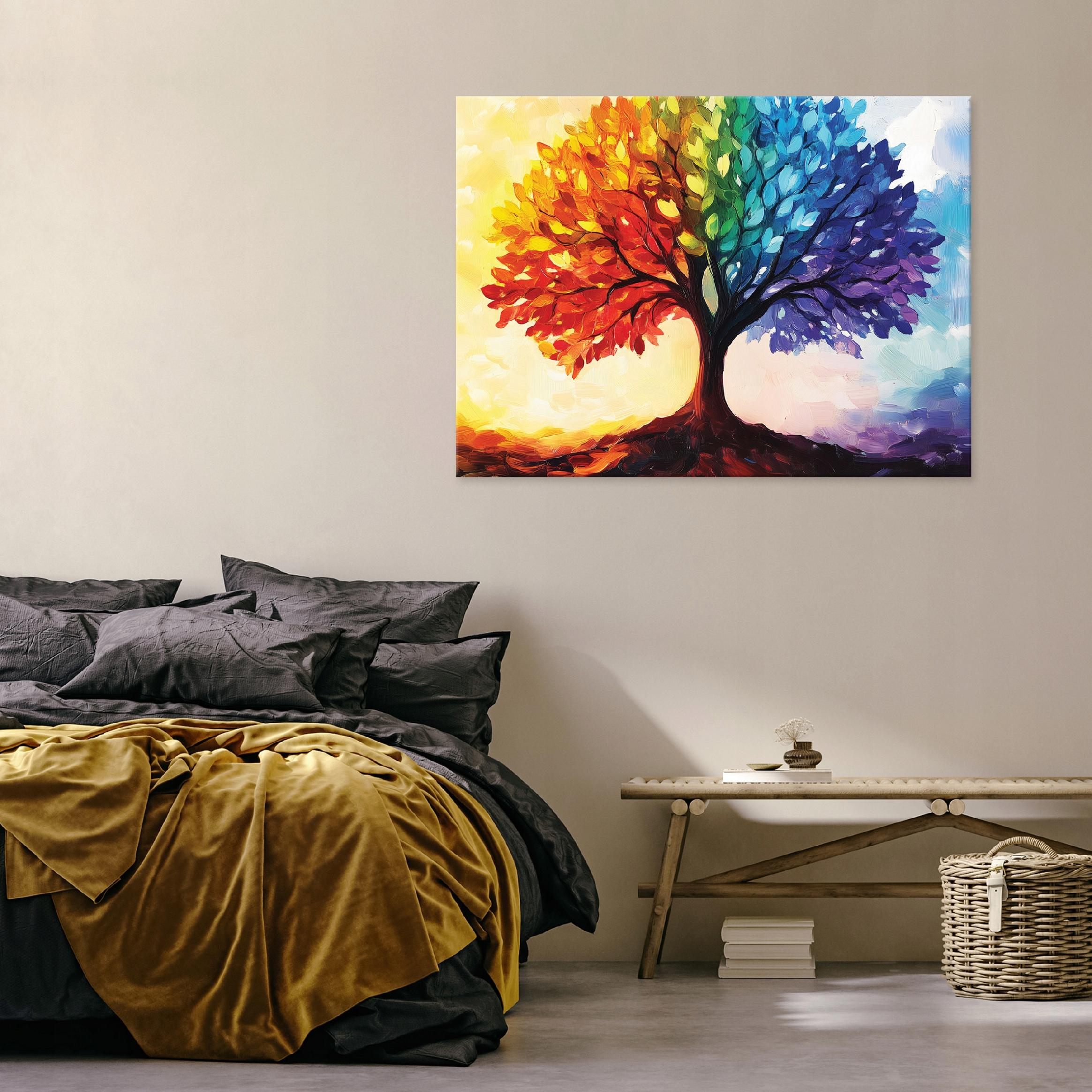 Colorful tree of happiness painting for the bedroom, living room, or kitchen on 40x30 canvas