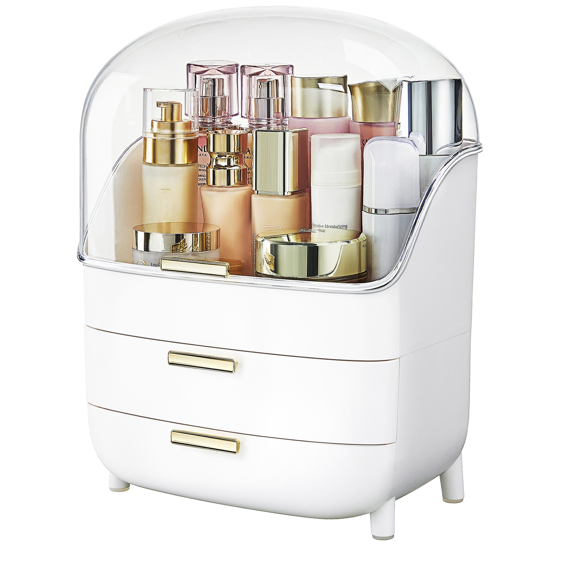 Cosmetics storage box desktop drawer dresser lipstick perfume mask skin care finishing box with lid dust storage.
