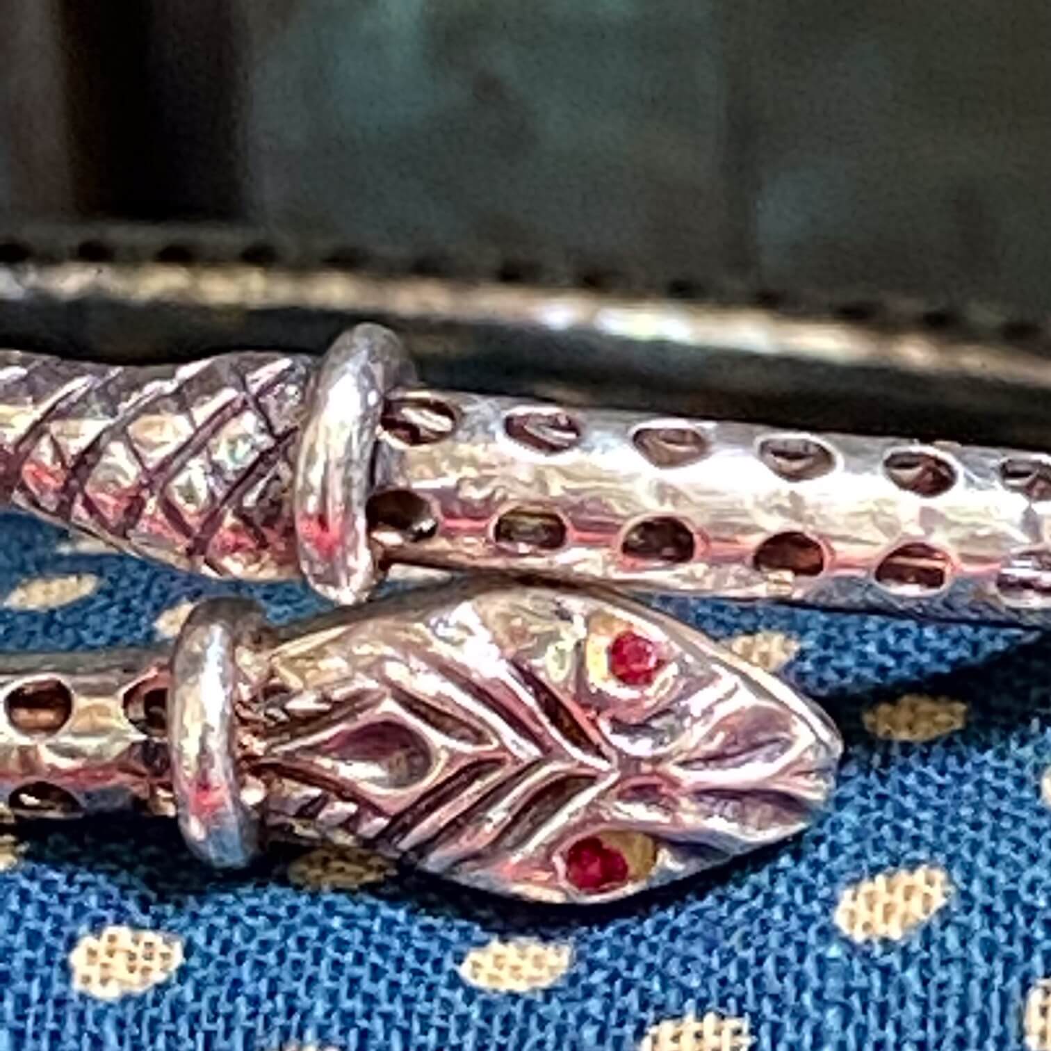 Sterling Silver Serpent Snake Bypass Bangle Bracelet