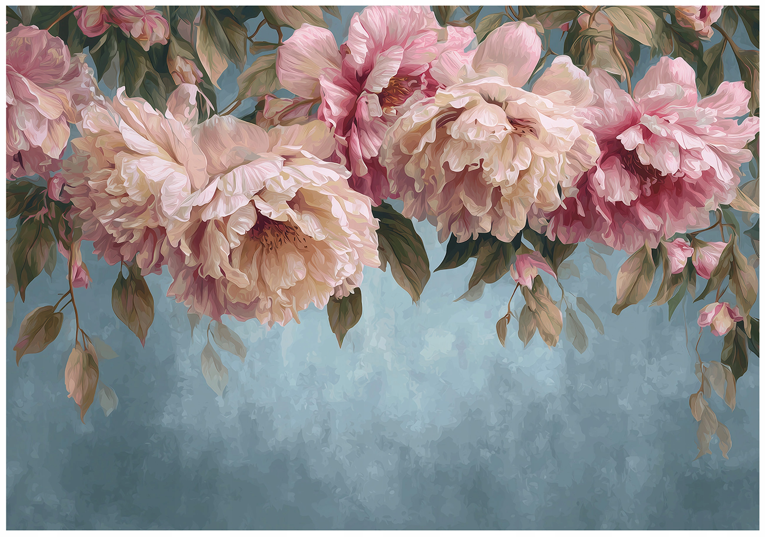 Wall mural featuring hanging flowers and peonies; suitable for bedrooms and living rooms; non-woven wallpaper;