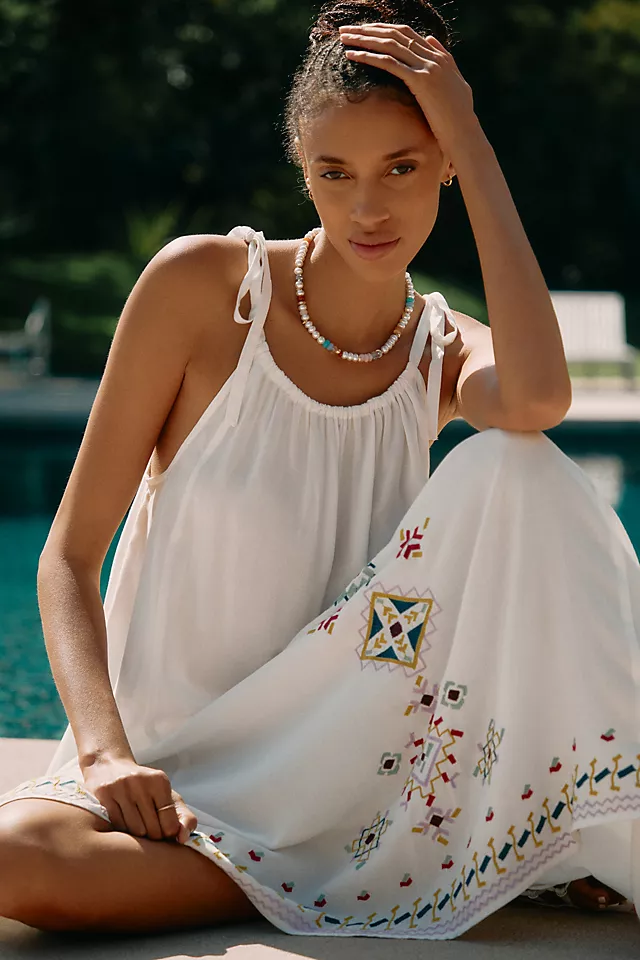 Embroidered Maxi Dress IVORY