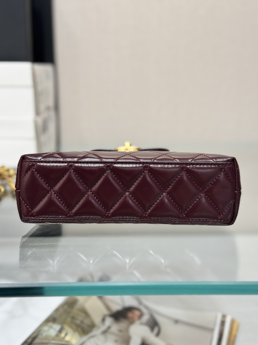 Mini Kelly Bag with Handle（Burgundy） - Mocuir
