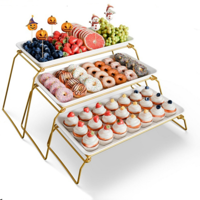 Dessert tray Multi-layer dessert rack Three-layer fruit tray Hotel dessert table self-service display rack