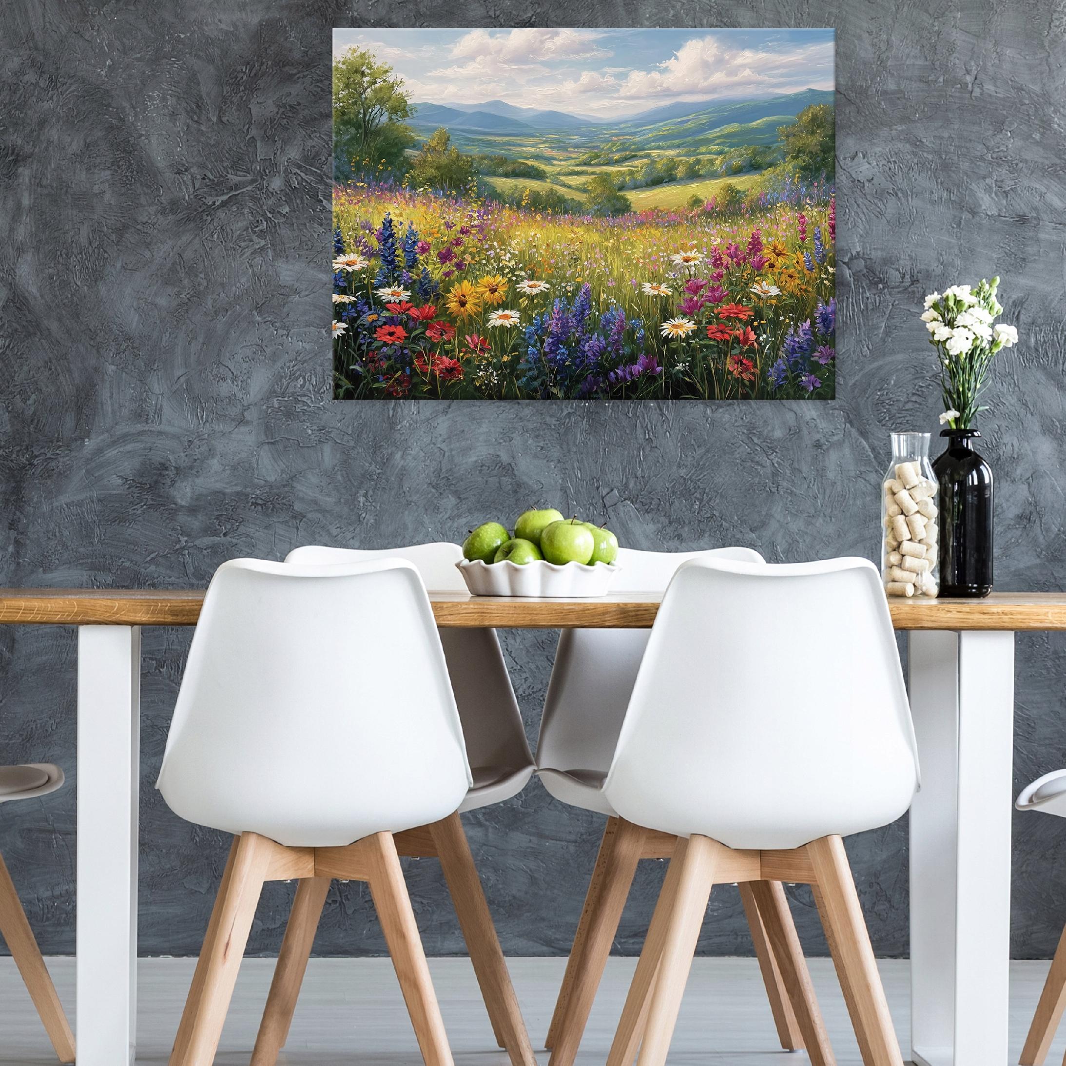 Painting of flowers, a meadow, a landscape, and nature for the bedroom, living room, or kitchen on canvas (40x30)