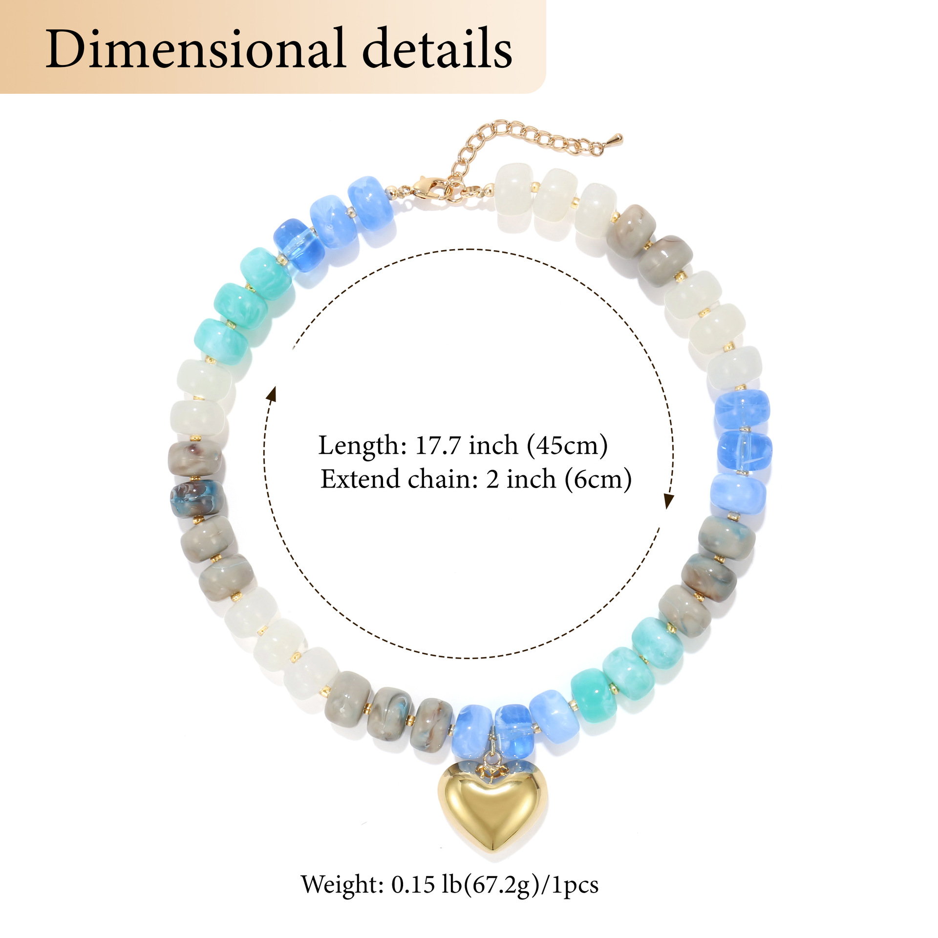 New colorful beaded love necklace fashion trend commuter everyday ladies Joker clavicle chain