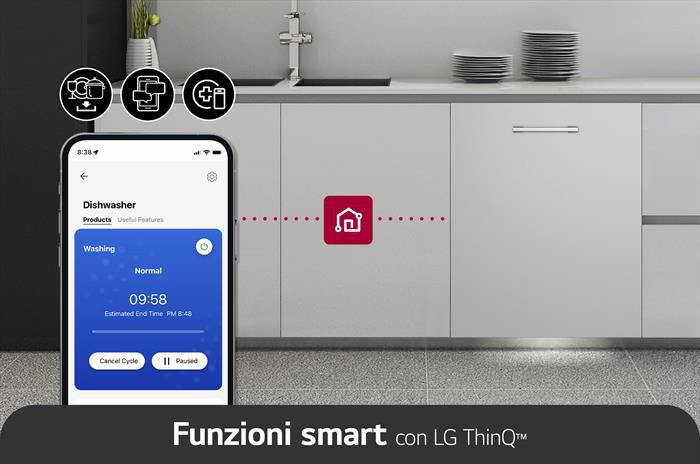 LG - Lavastoviglie QUADWASH DB475TXS Classe A 14coperti-Acciaio