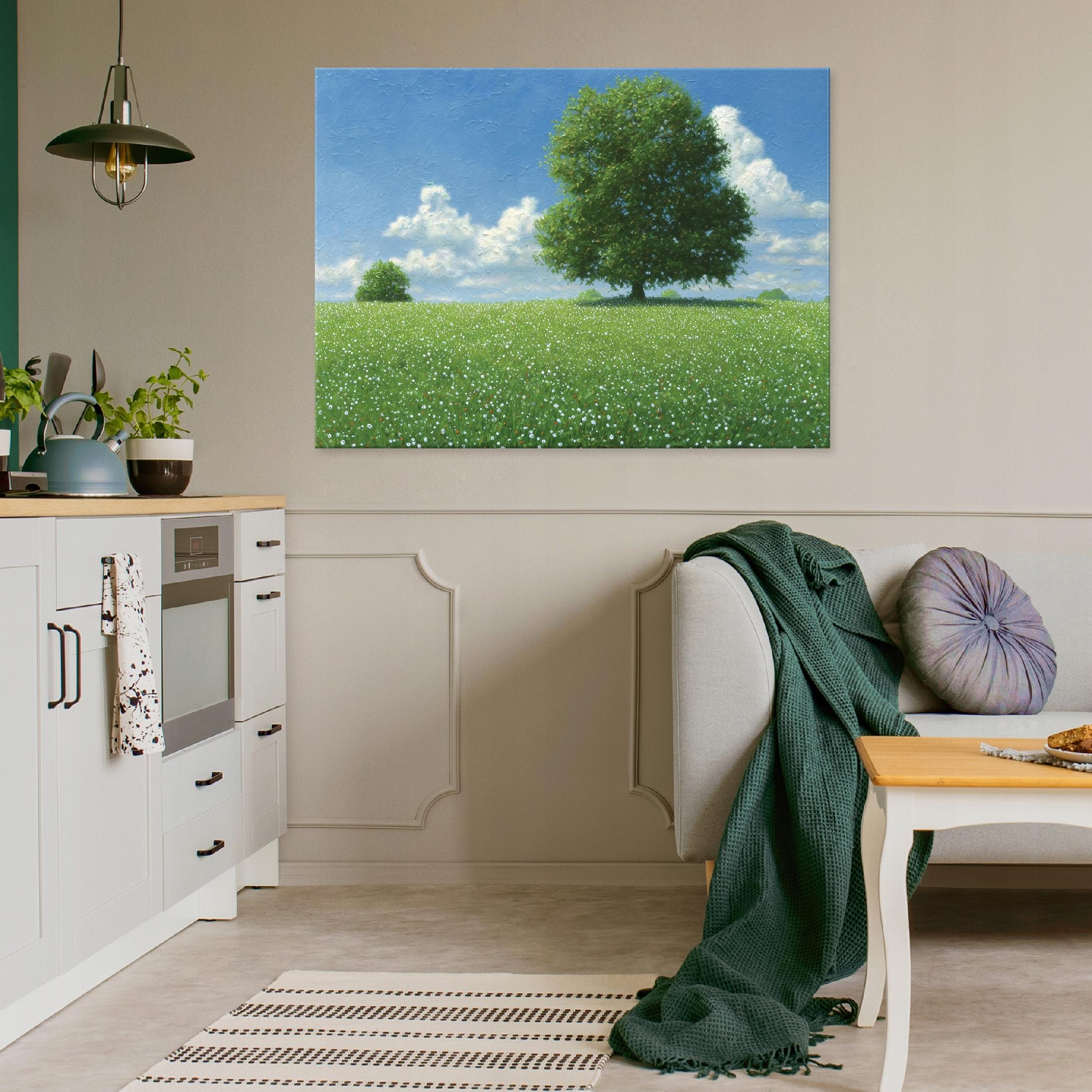 Meadow Tree Nature Painting for the Bedroom, Living Room, or Kitchen on Canvas (40x30)