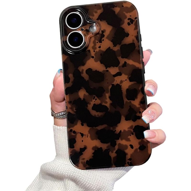 Cute Phone Case for iPhone 17 Case Amber Leopard Slim-Brown