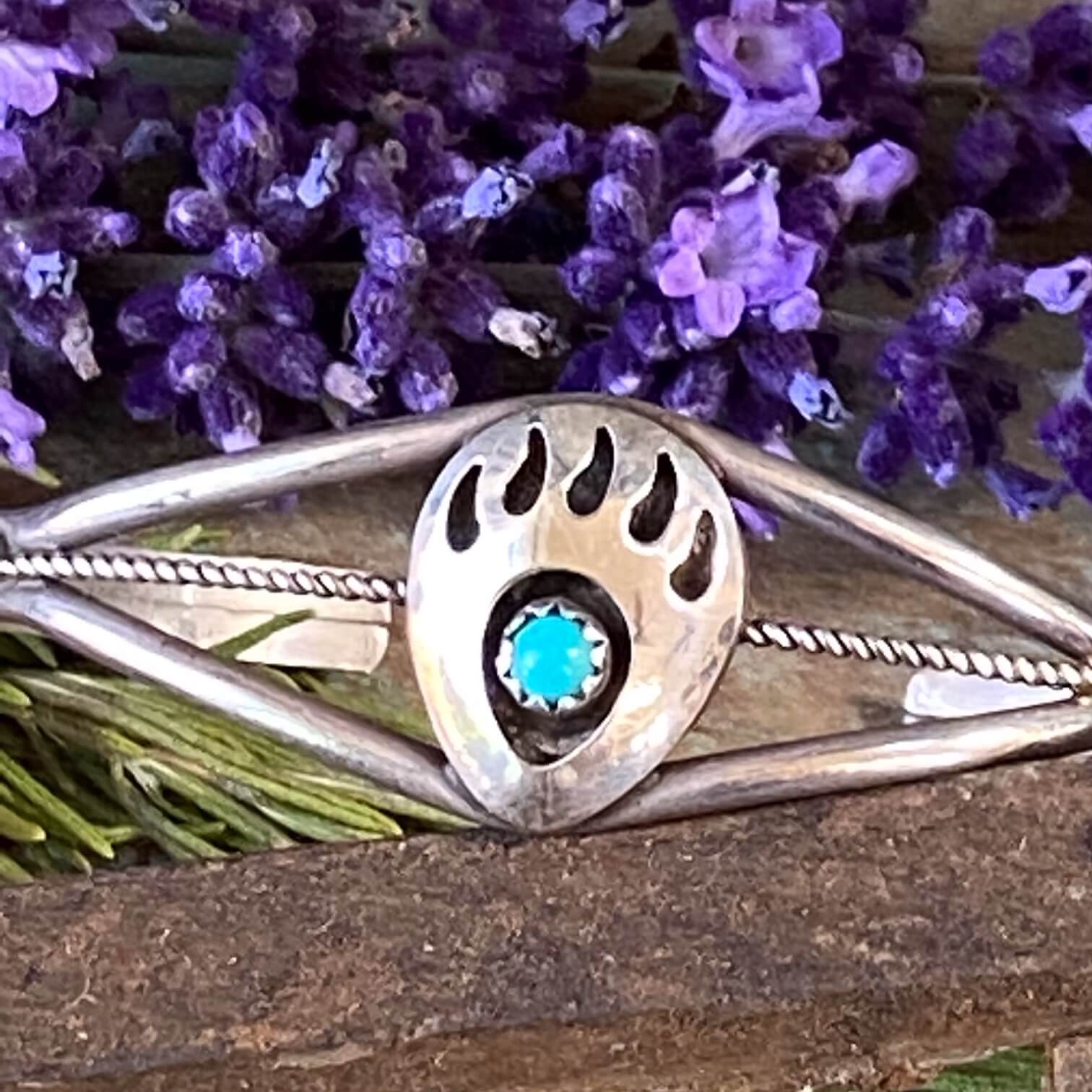 Vintage Navajo Sterling Silver Shadowbox Turquoise Bracelet