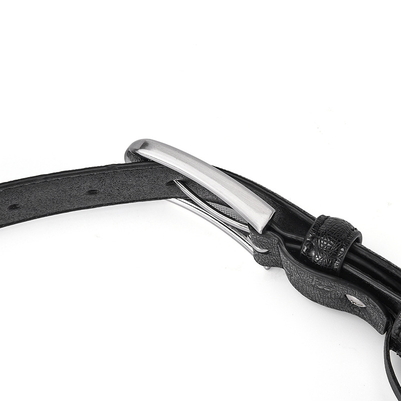 Men's Fashion Blue Ostrich Embossed Silver Buckle PU Leather Belt