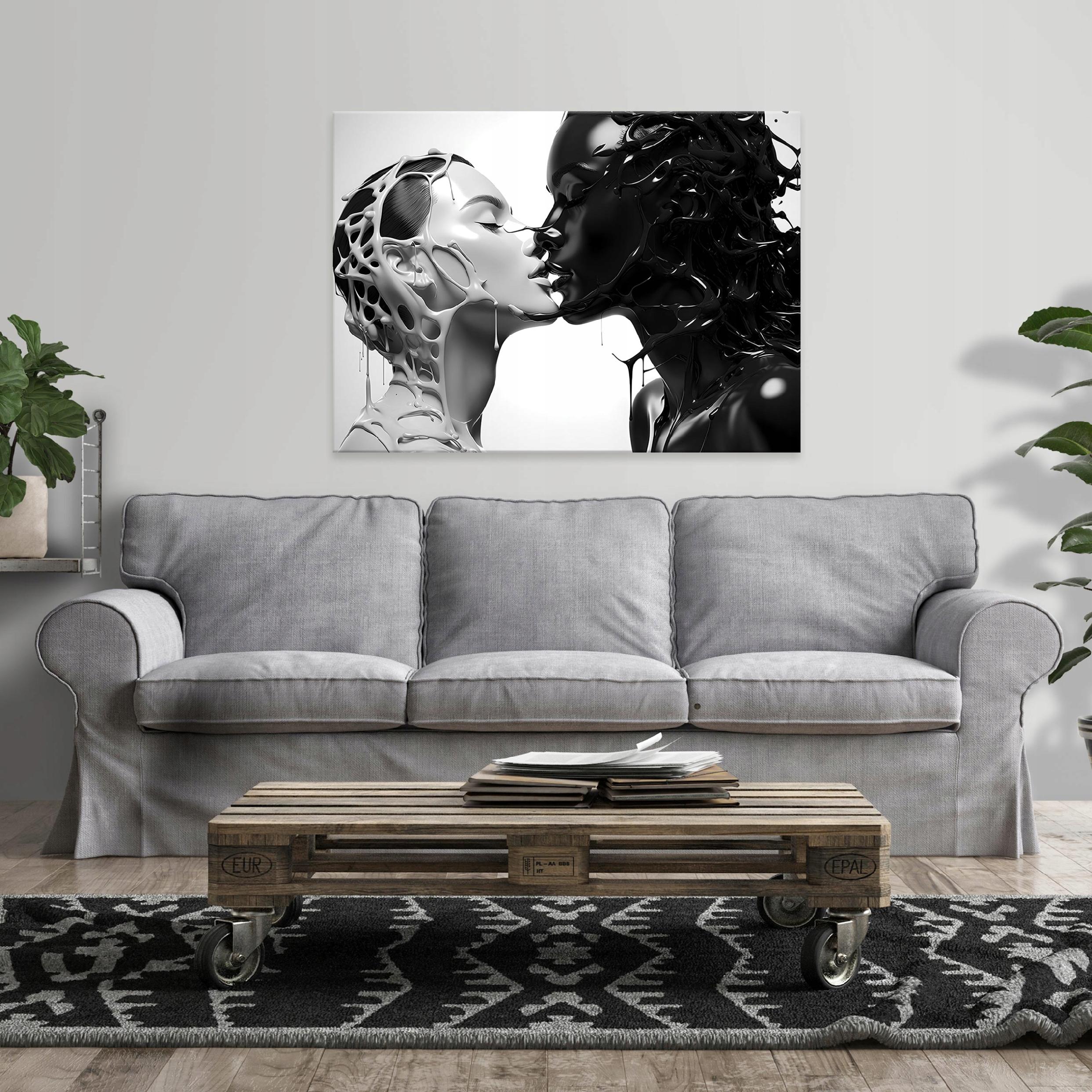 XXL abstract painting of a couple on a wall, 60x40