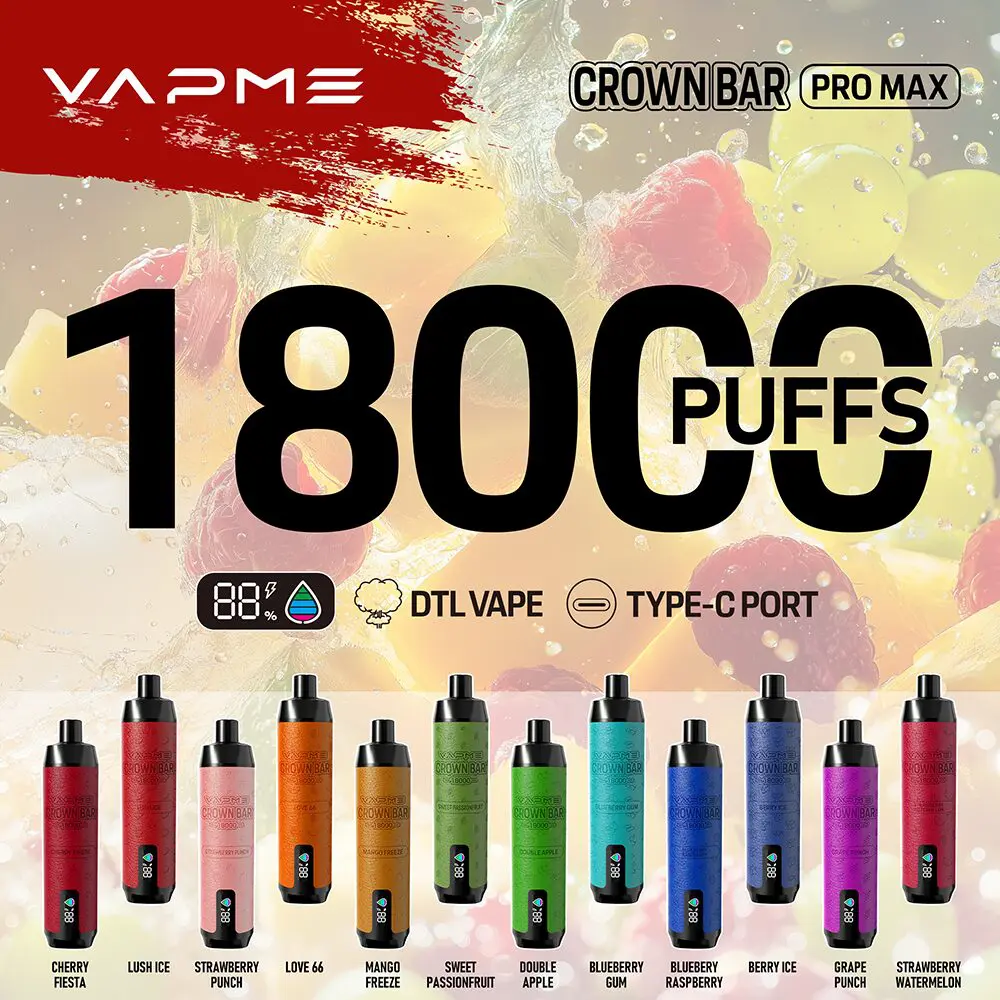 （3 pieces）VAPME Crown Bar 18000 Pro Max Leather Disposable Vape Pen 18000 puffs