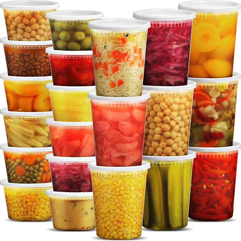 Disposable plastic soup cups, take-away dessert bowls, sealed storage cups are not easy to leak, and plastic cooked food containers are packed.