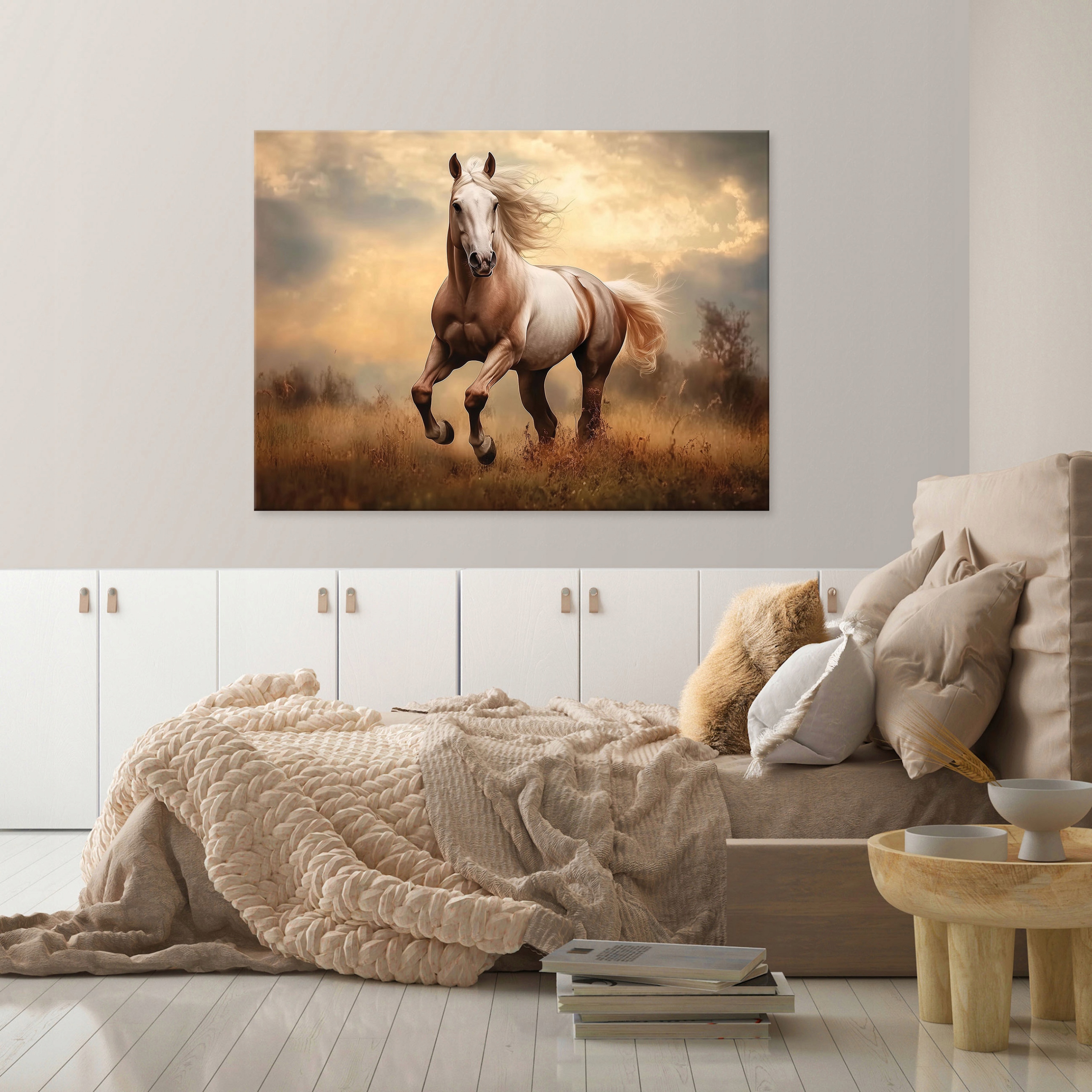 Painting of a galloping horse for the bedroom, living room, or kitchen, on canvas, 40x30