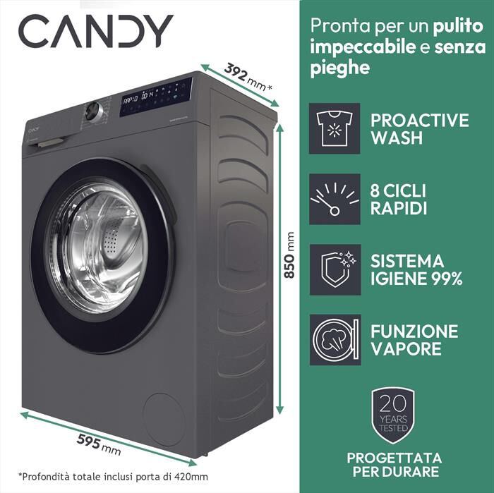 CANDY - Lavatrice BR 26SSB6G-S 6 Kg Classe A-Antracite
