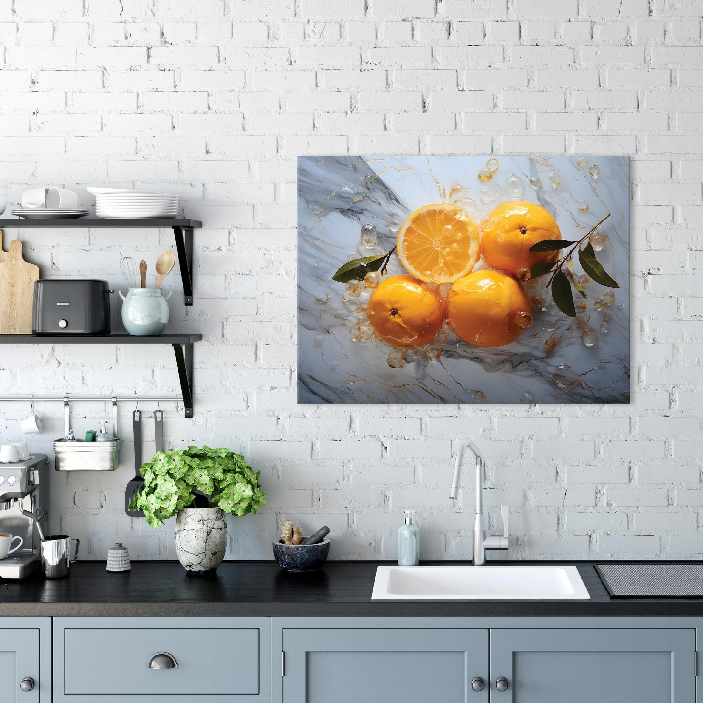 Kitchen painting, fruit, marble, abstract, on canvas, wall, large, 60x40