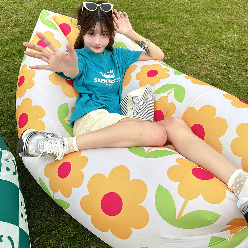 Outdoor Lazy Inflatable Sofa Air Mattress Nap Internet Popular Air Cushion Bed Folding Single Person Portable Camping Chair