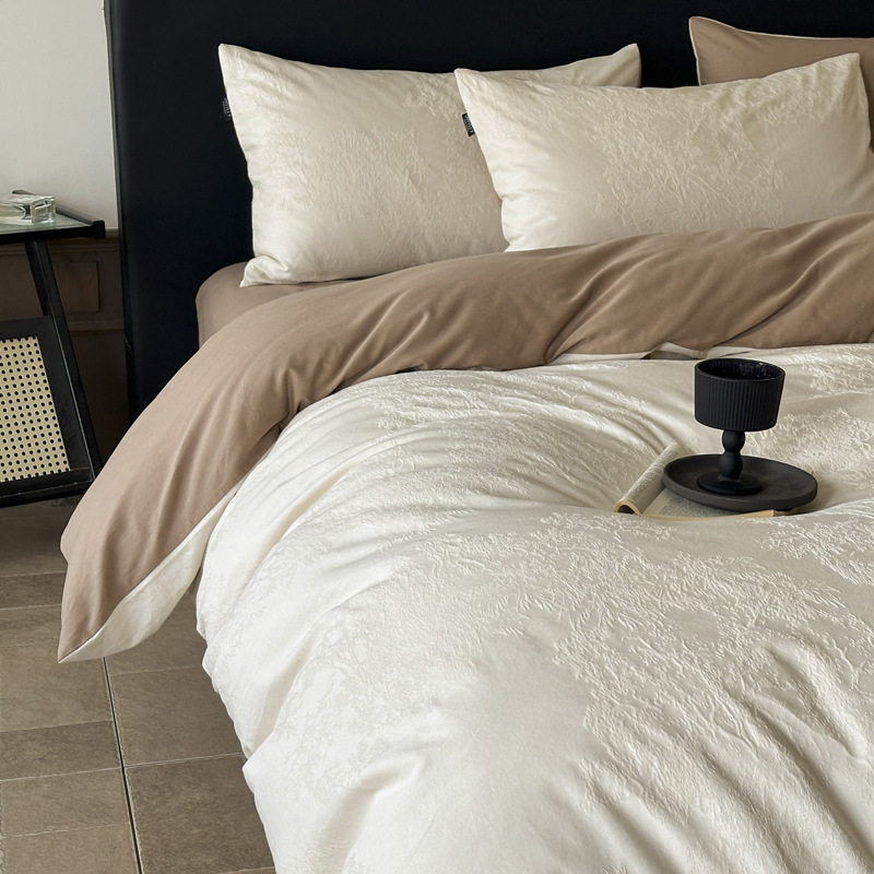 Long-staple cotton 60 thick woven cotton Jacquard four-piece cotton barrier-free high-grade quilt cover bedding