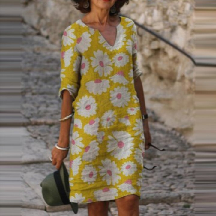 Women's Floral Print V-Neck Casual Dress