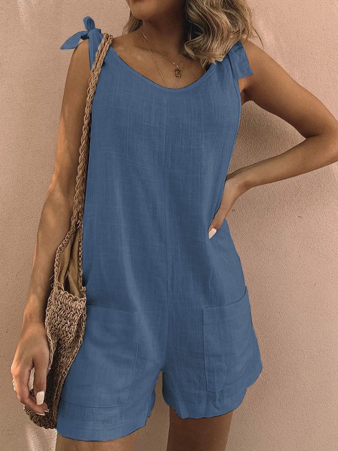 Sleeveless Casual Linen Rompers Jumpsuit