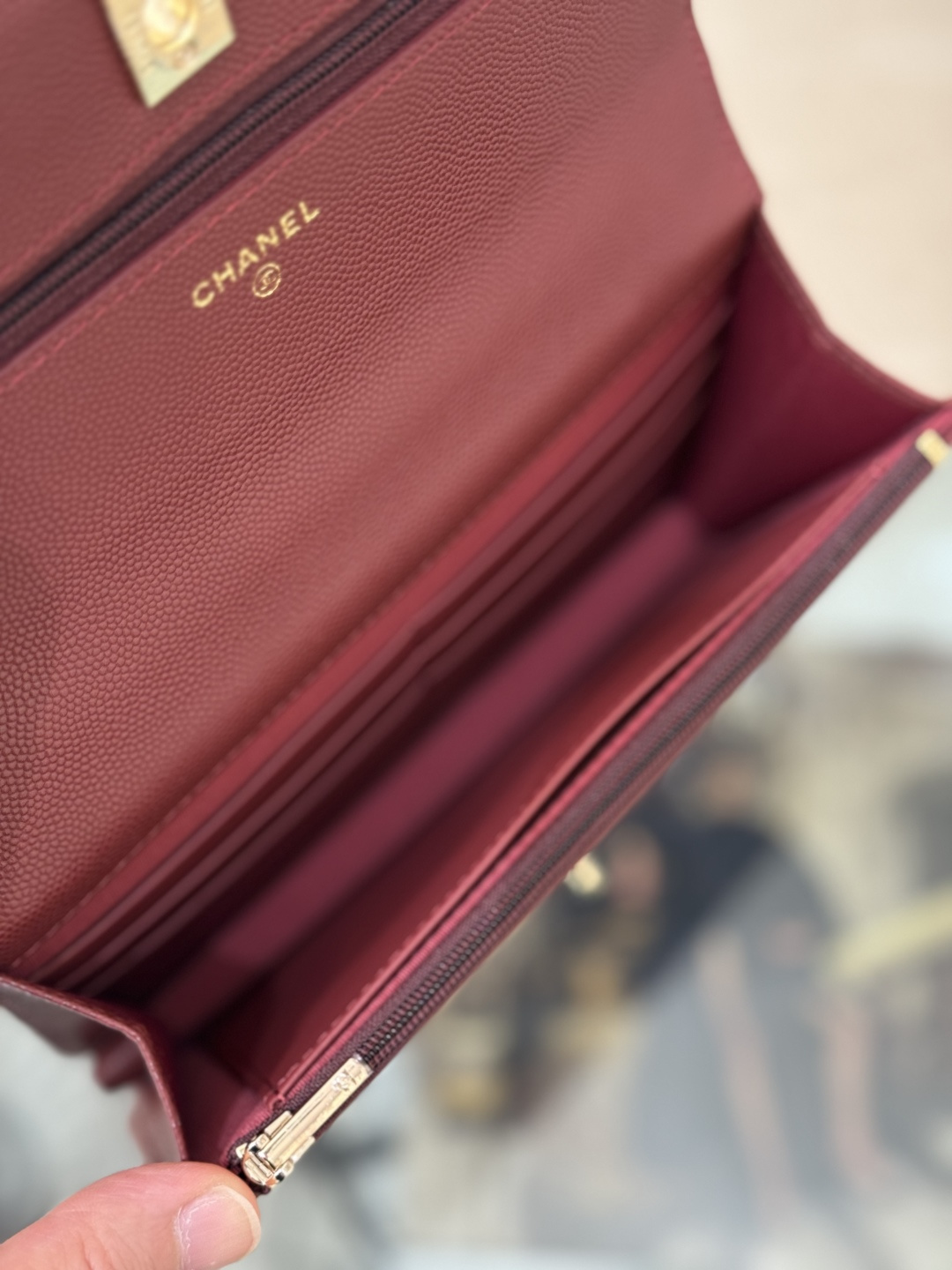 Classic Wallet On Chain with Top Handle（Burgundy） - Mocuir