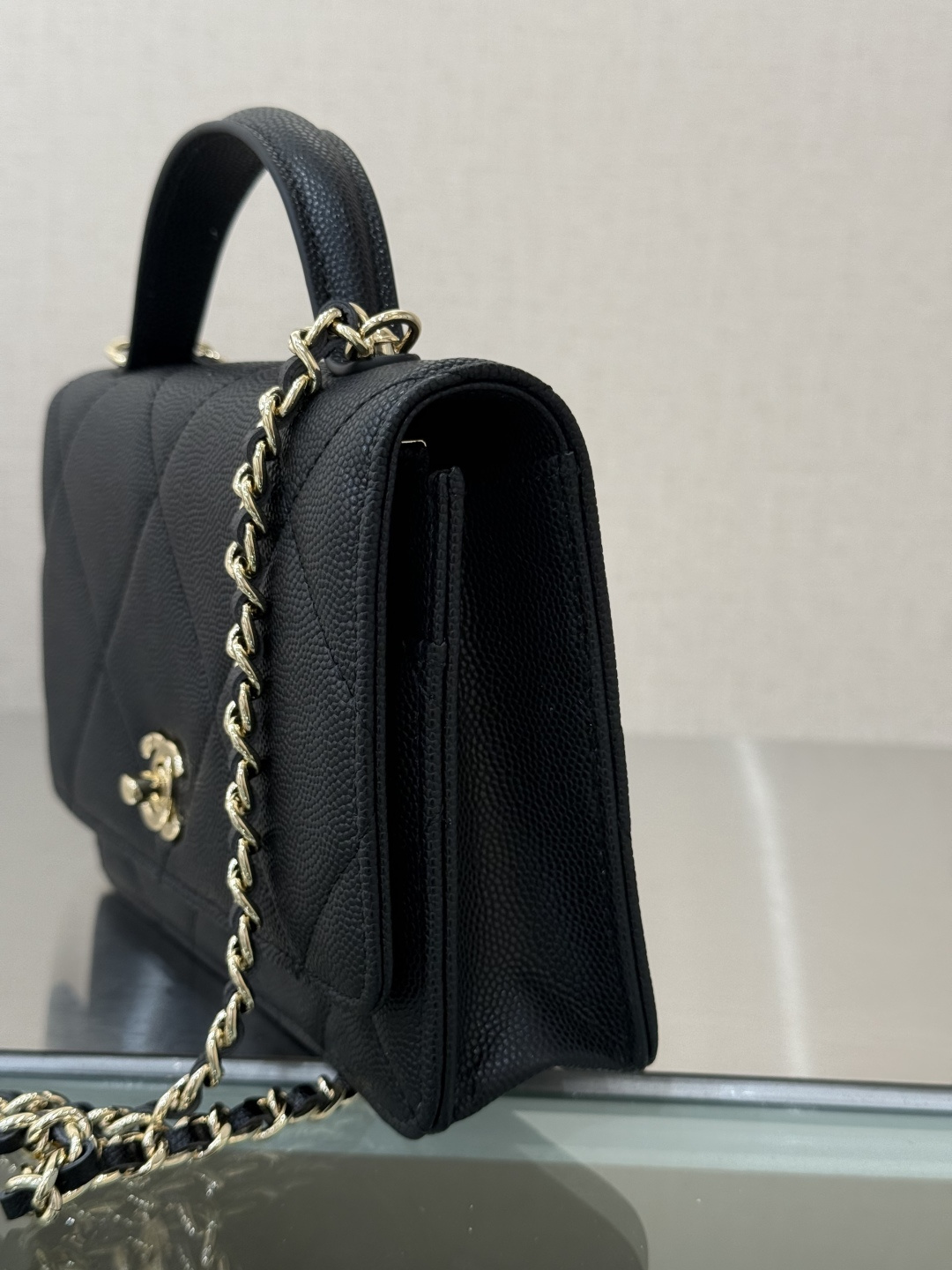 Classic Wallet On Chain with Top Handle（Black） - Mocuir