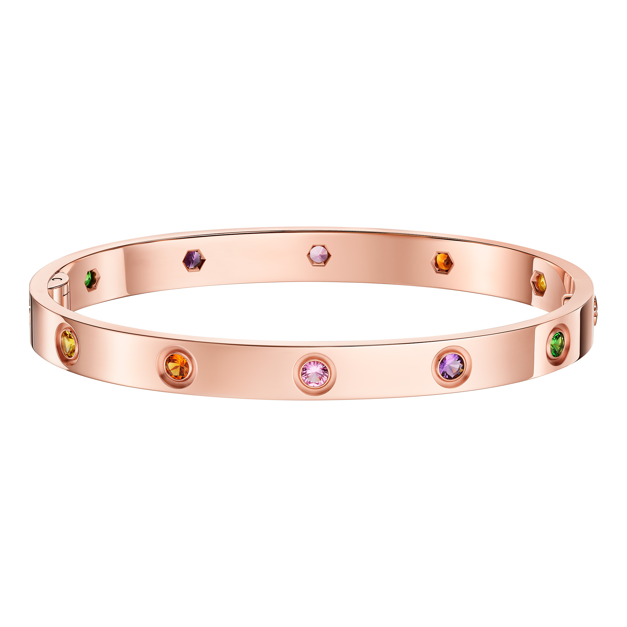 Rose Gold Rainbow Gemstone Screw Bracelet