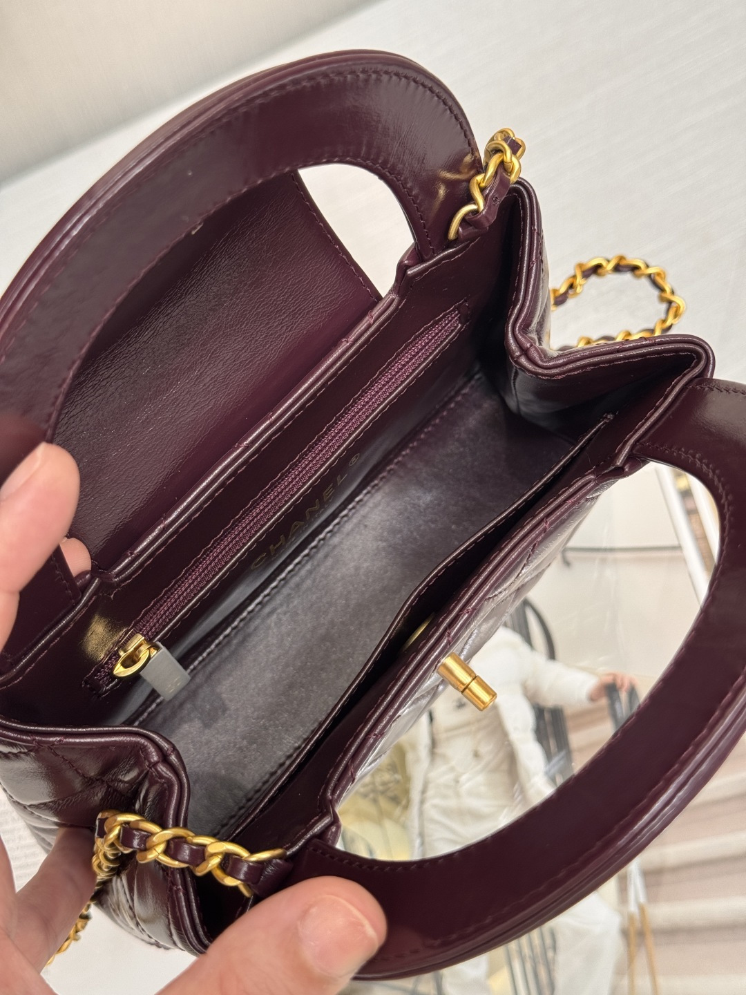 Mini Kelly Bag with Handle（Burgundy） - Mocuir