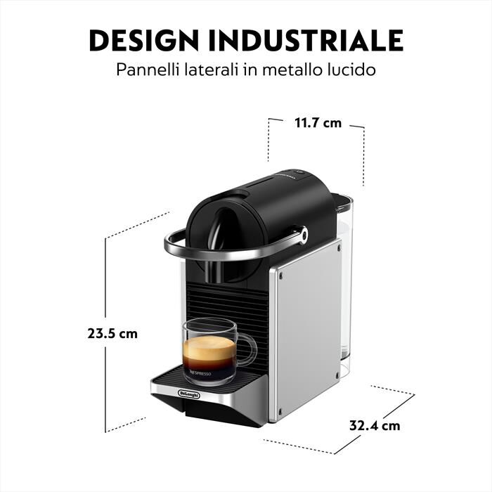 DE LONGHI - Macchina da caffè Pixie EN127.S capsule Nespresso-silver
