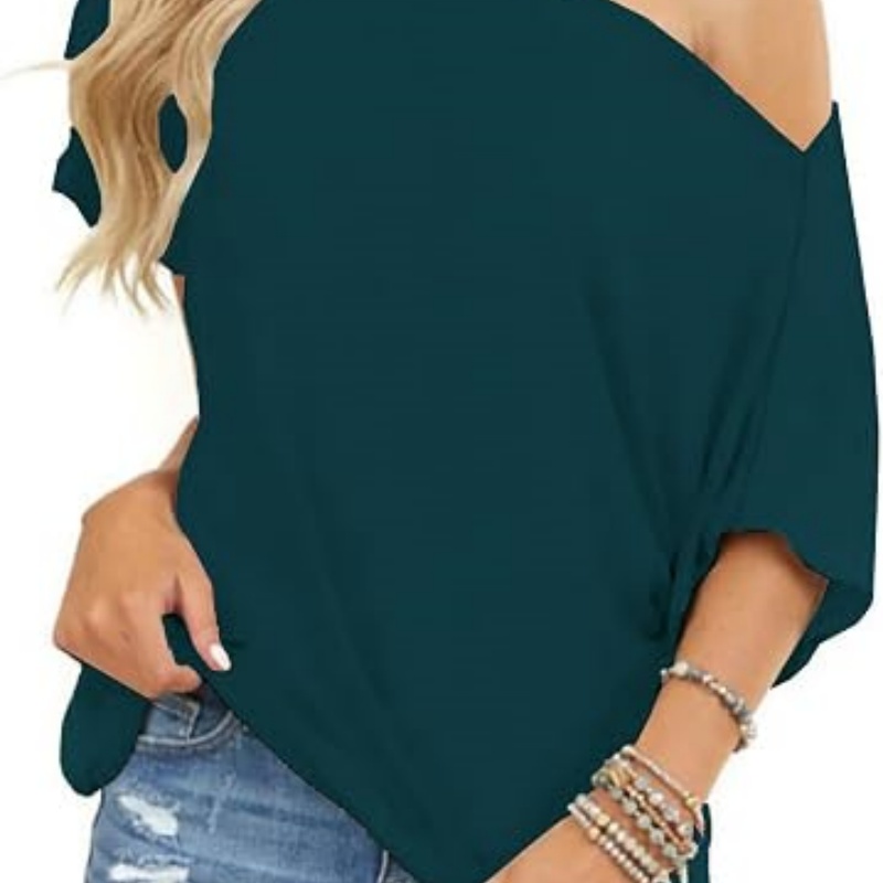 Off The Shoulder Tops for Women Short Sleeve Trendy T Shirts Loose Batwing Summer Going Out Oversized Blouse Tunic