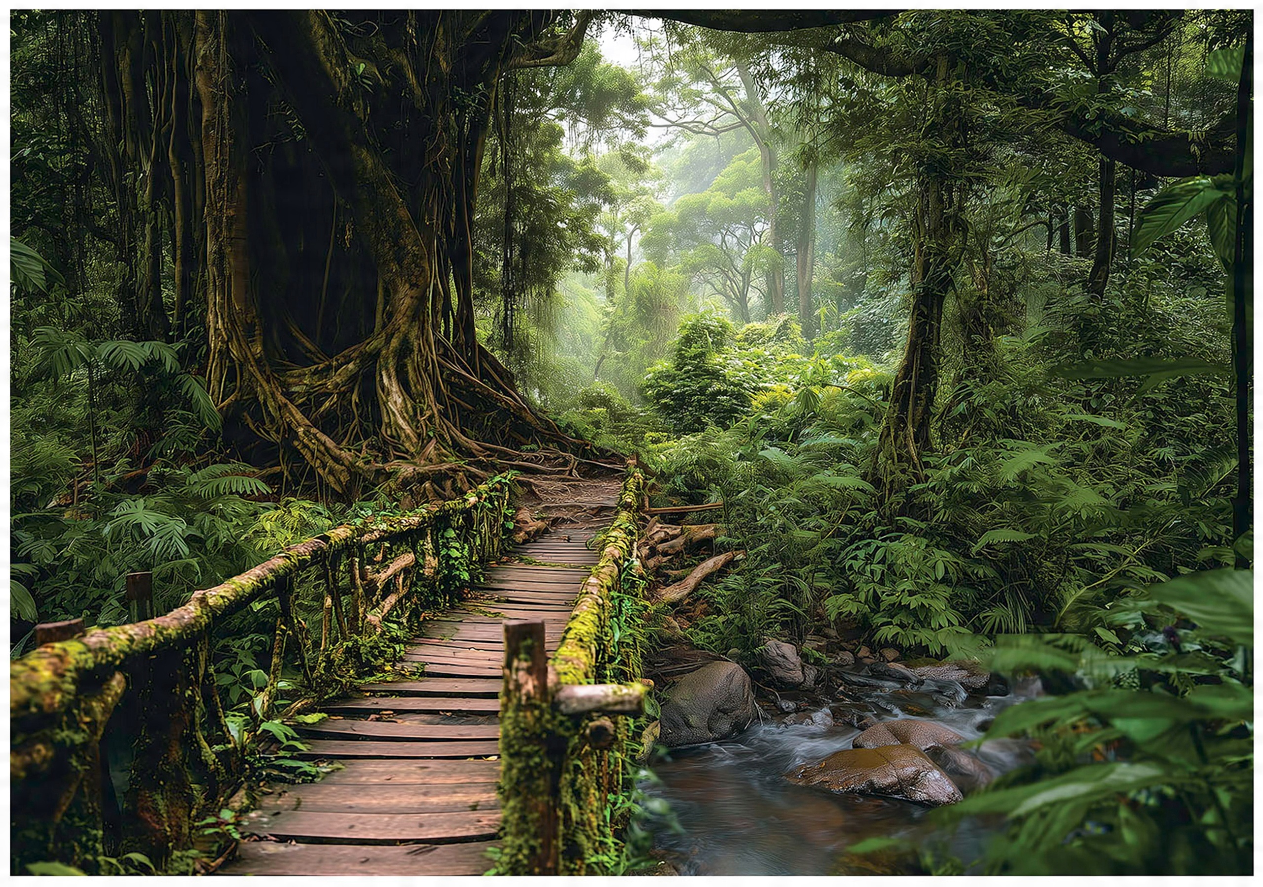 3D tree wall mural, forest road, nature, for bedroom or living room wall,