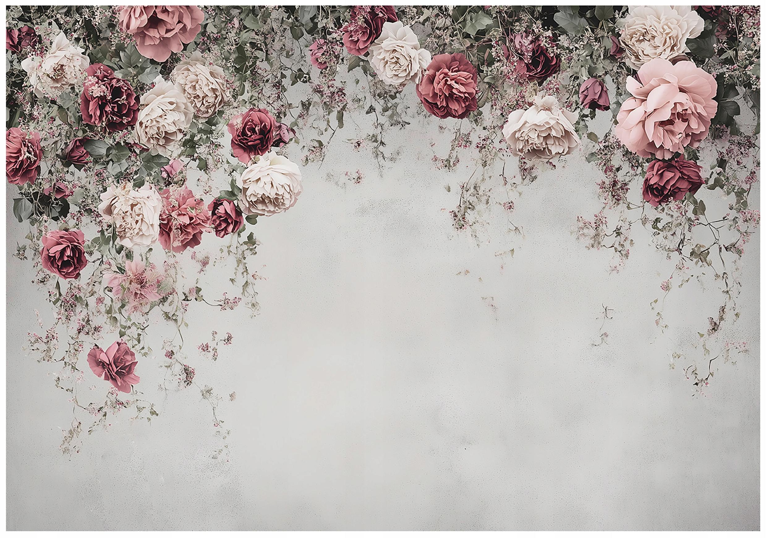 Wall mural flowers roses concrete bedroom living room wallpaper non-woven